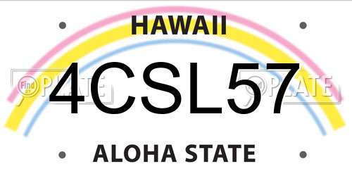 4CSL57 Hawaii License Plate