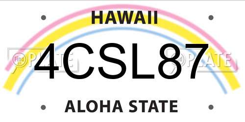 4CSL87 Hawaii License Plate