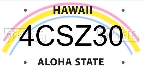4CSZ30 Hawaii License Plate