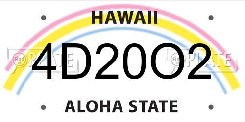 4D20O2 Hawaii License Plate