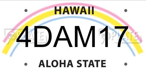 4DAM17 Hawaii License Plate