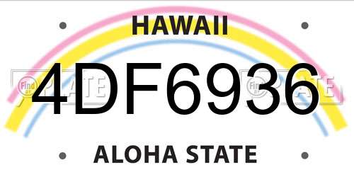 4DF6936 Hawaii License Plate