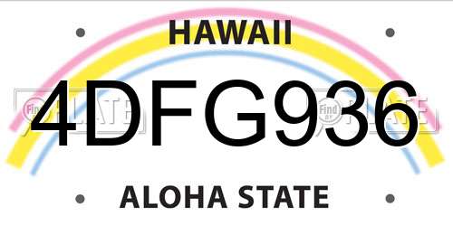 4DFG936 Hawaii License Plate