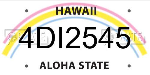 4DI2545 Hawaii License Plate
