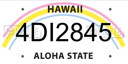 4DI2845 Hawaii License Plate