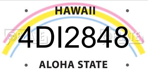 4DI2848 Hawaii License Plate