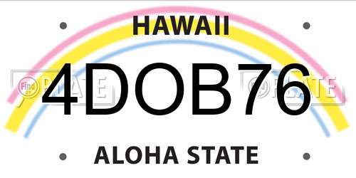 4DOB76 Hawaii License Plate
