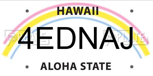 4EDNAJ Hawaii License Plate