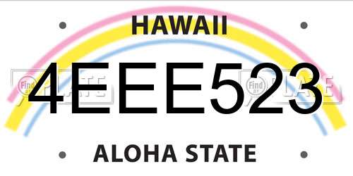 4EEE523 Hawaii License Plate