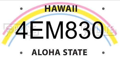 4EM830 Hawaii License Plate