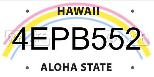 4EPB552 Hawaii License Plate