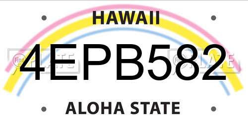 4EPB582 Hawaii License Plate