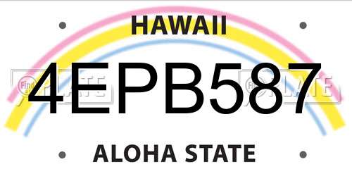 4EPB587 Hawaii License Plate