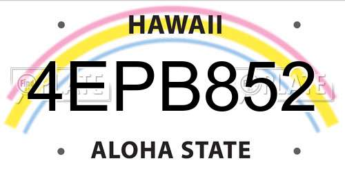 4EPB852 Hawaii License Plate