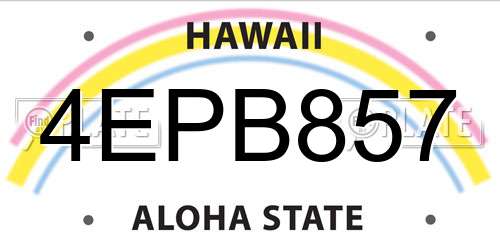 4EPB857 Hawaii License Plate
