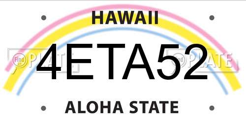 4ETA52 Hawaii License Plate