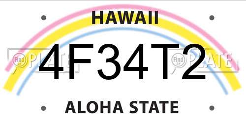 4F34T2 Hawaii License Plate