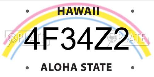4F34Z2 Hawaii License Plate