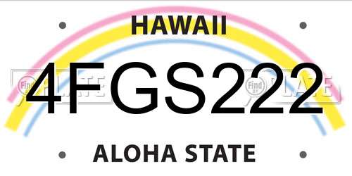 4FGS222 Hawaii License Plate