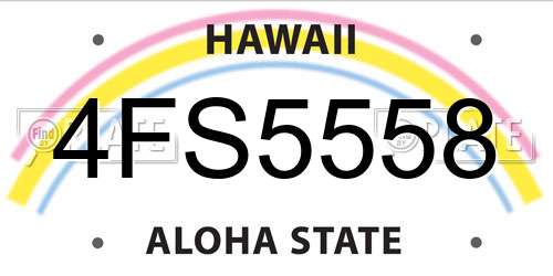 4FS5558 Hawaii License Plate