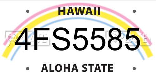 4FS5585 Hawaii License Plate