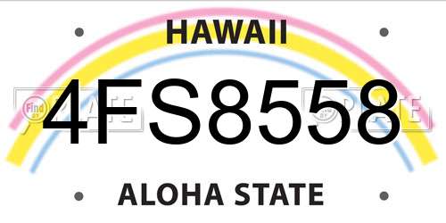 4FS8558 Hawaii License Plate