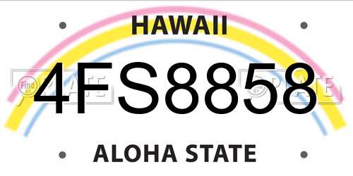 4FS8858 Hawaii License Plate