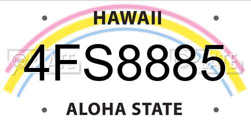 4FS8885 Hawaii License Plate
