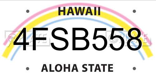 4FSB558 Hawaii License Plate