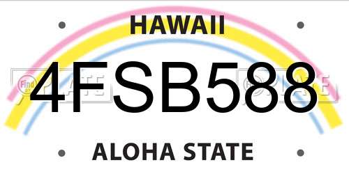 4FSB588 Hawaii License Plate