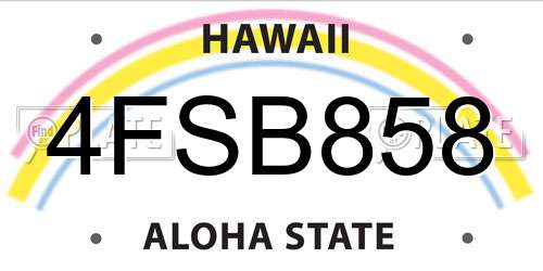 4FSB858 Hawaii License Plate