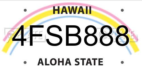 4FSB888 Hawaii License Plate