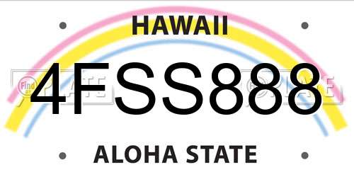 4FSS888 Hawaii License Plate