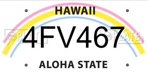 4FV467 Hawaii License Plate