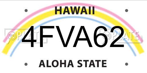 4FVA62 Hawaii License Plate
