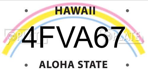4FVA67 Hawaii License Plate