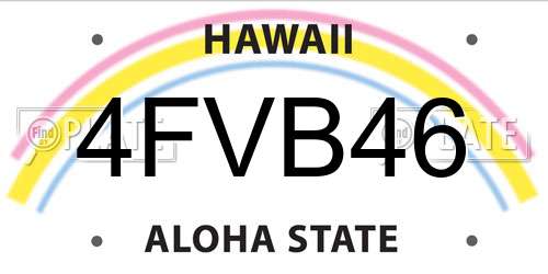4FVB46 Hawaii License Plate