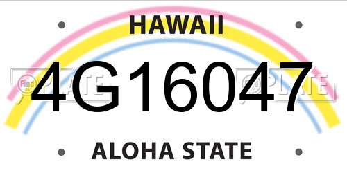 4G16047 Hawaii License Plate