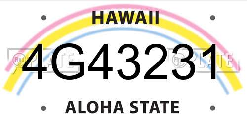 4G43231 Hawaii License Plate