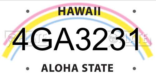 4GA3231 Hawaii License Plate
