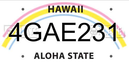 4GAE231 Hawaii License Plate