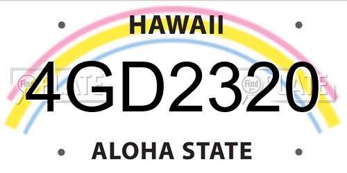 4GD2320 Hawaii License Plate