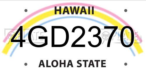 4GD2370 Hawaii License Plate