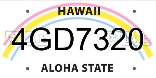4GD7320 Hawaii License Plate