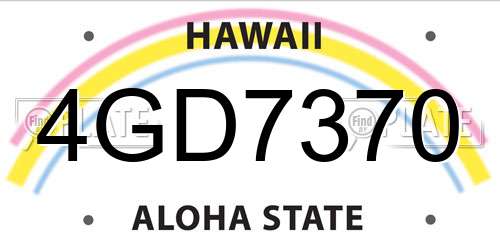 4GD7370 Hawaii License Plate