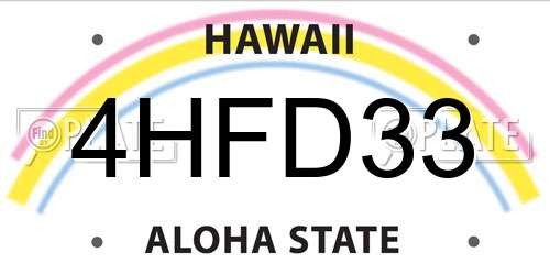 4HFD33 Hawaii License Plate