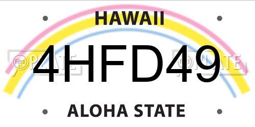 4HFD49 Hawaii License Plate