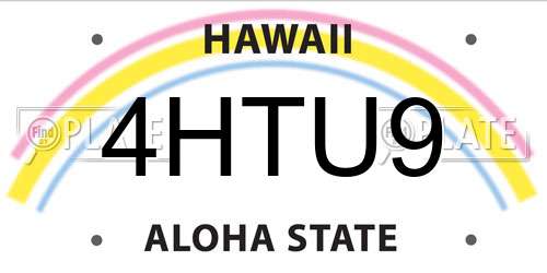 4HTU9 Hawaii License Plate