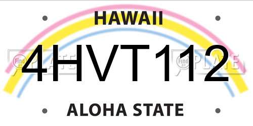 4HVT112 Hawaii License Plate
