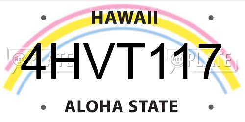 4HVT117 Hawaii License Plate